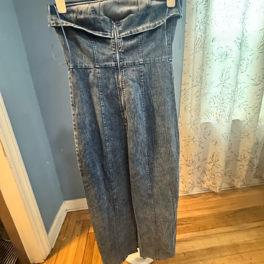 Elegant Strapless Blue jean Midi Dress - Picture 5 of 5